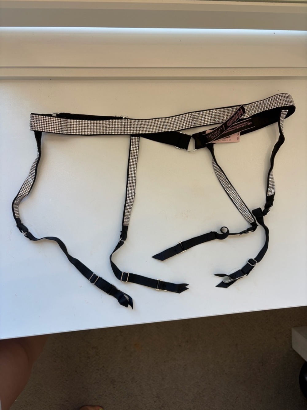 Victoria's Secret Black Garter with Crystal Trim